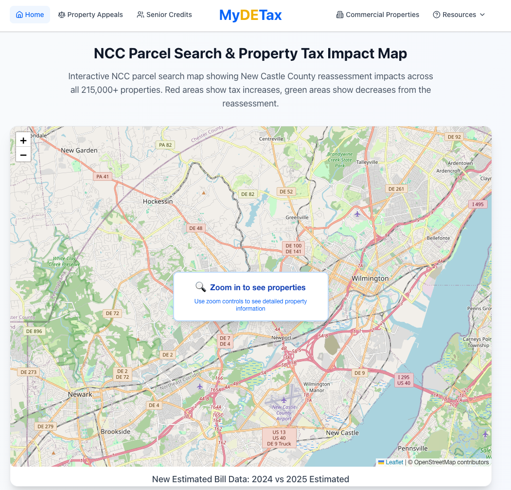 MyDETax.com - Delaware property tax tool screenshot